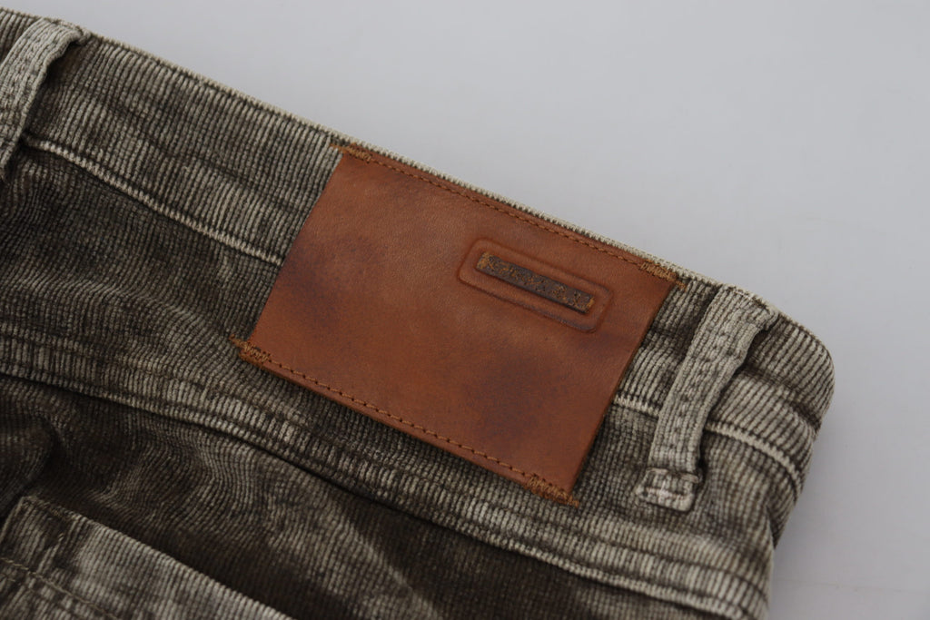 Graue Washed-Cotton-Cord Slim Fit Herrenjeans