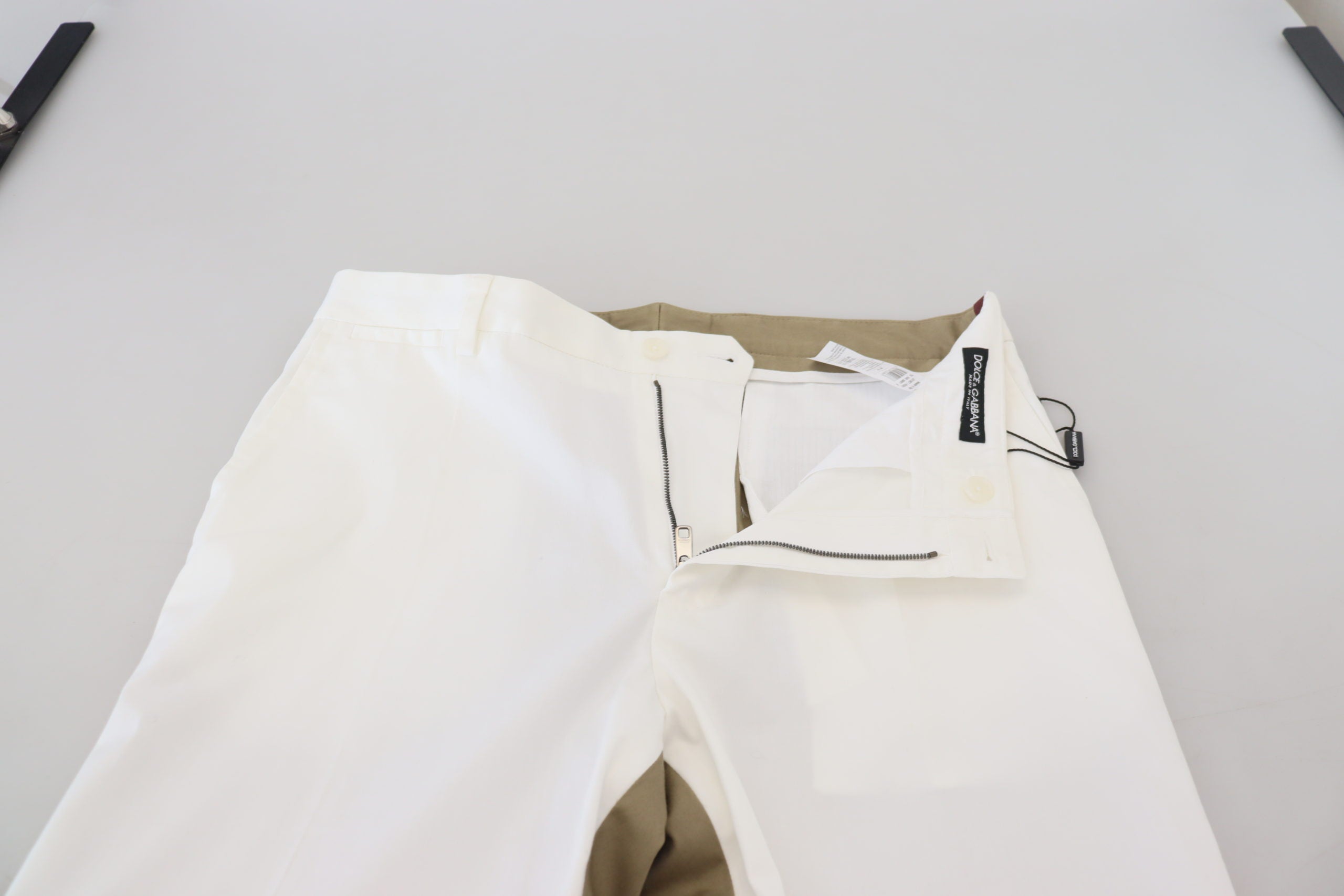 White Brown Slim Fit Chino Pants
