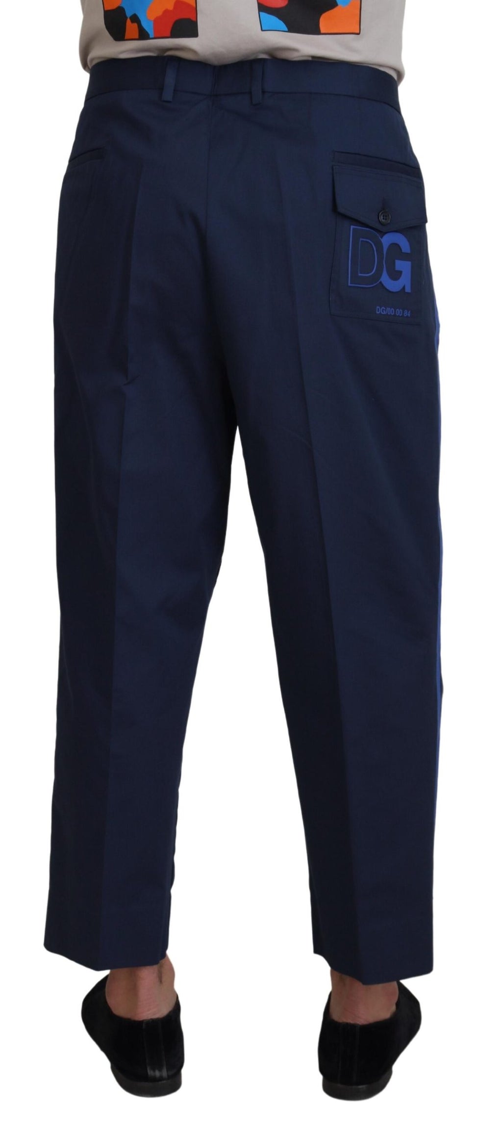 Blaue Baumwoll-Herren-Cropped-Hose