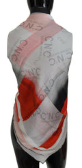 Gray Red Shawl Foulard Wrap Scarf
