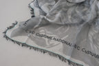 Grau bedruckter Schal Foulard Fransen Schal