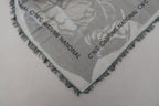 Grau bedruckter Schal Foulard Fransen Schal