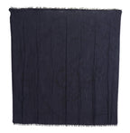 Dark Blue Wool Neck Wrap Shawl Fringes Scarf