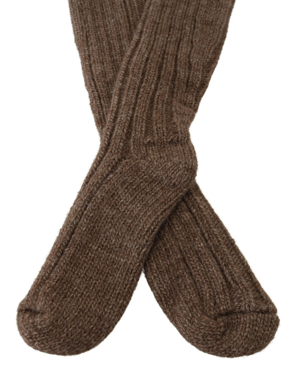 Braune kniehohe Wollsocken für Damen