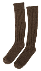 Braune kniehohe Wollsocken für Damen