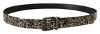 Black Marble Print Leather Gray Logo Belt