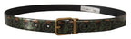 Multicolor Leather Vernice Pavone Bronze Metal Belt