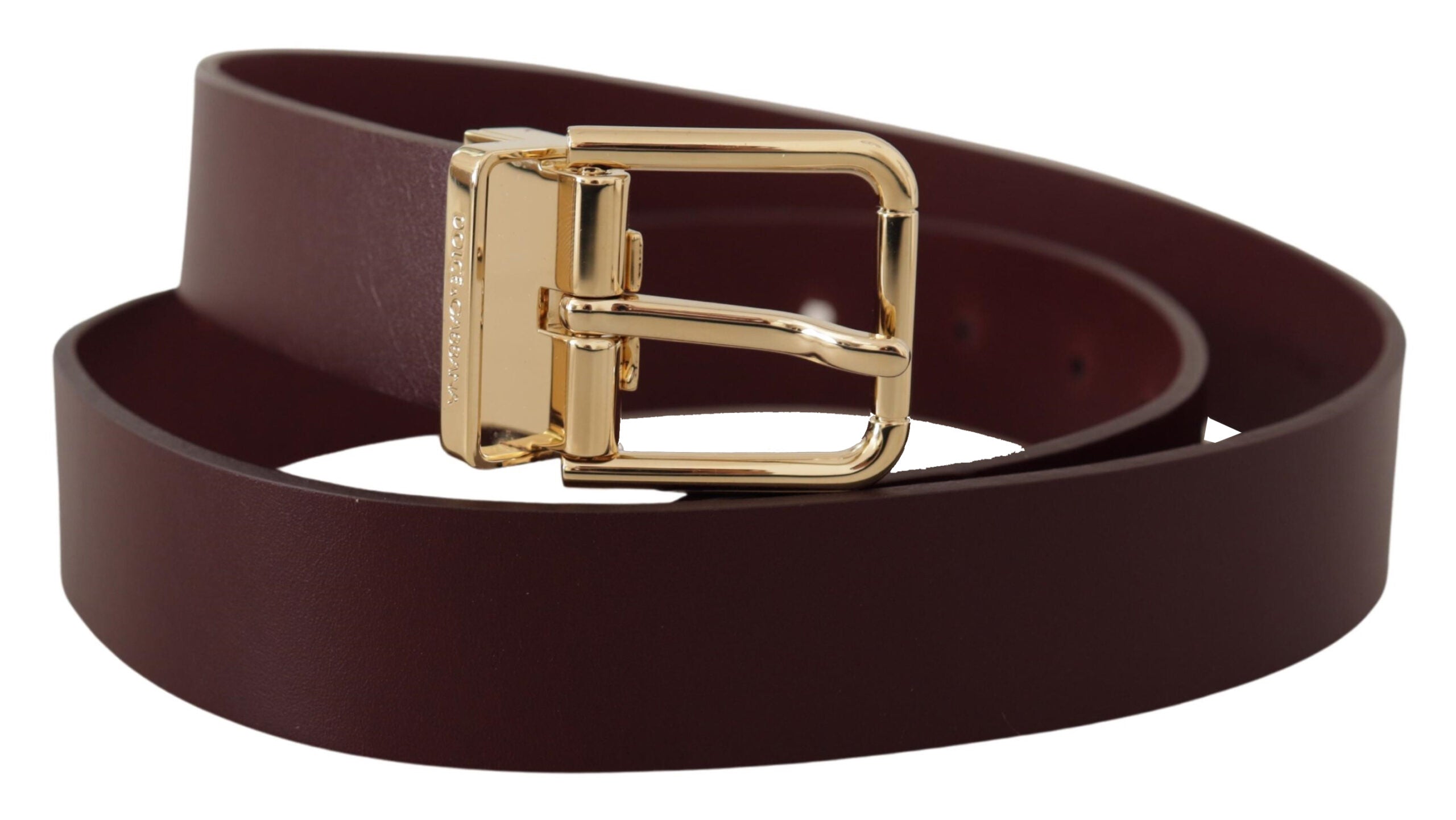 Marrone Vitello Leather Gold Metal Buckle Belt