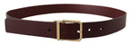Marrone Vitello Leather Gold Metal Buckle Belt