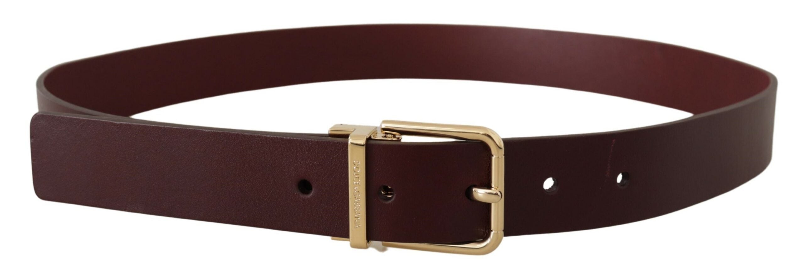 Marrone Vitello Leather Gold Metal Buckle Belt