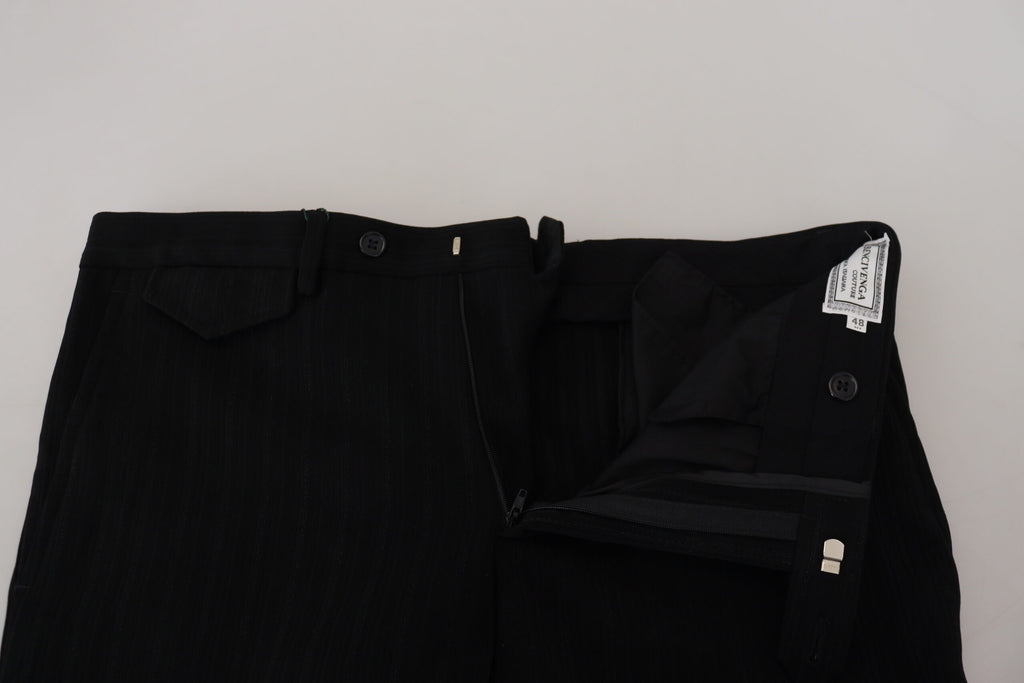 Schwarze gerade geschnittene Business-Hose für Herren aus Baumwolle