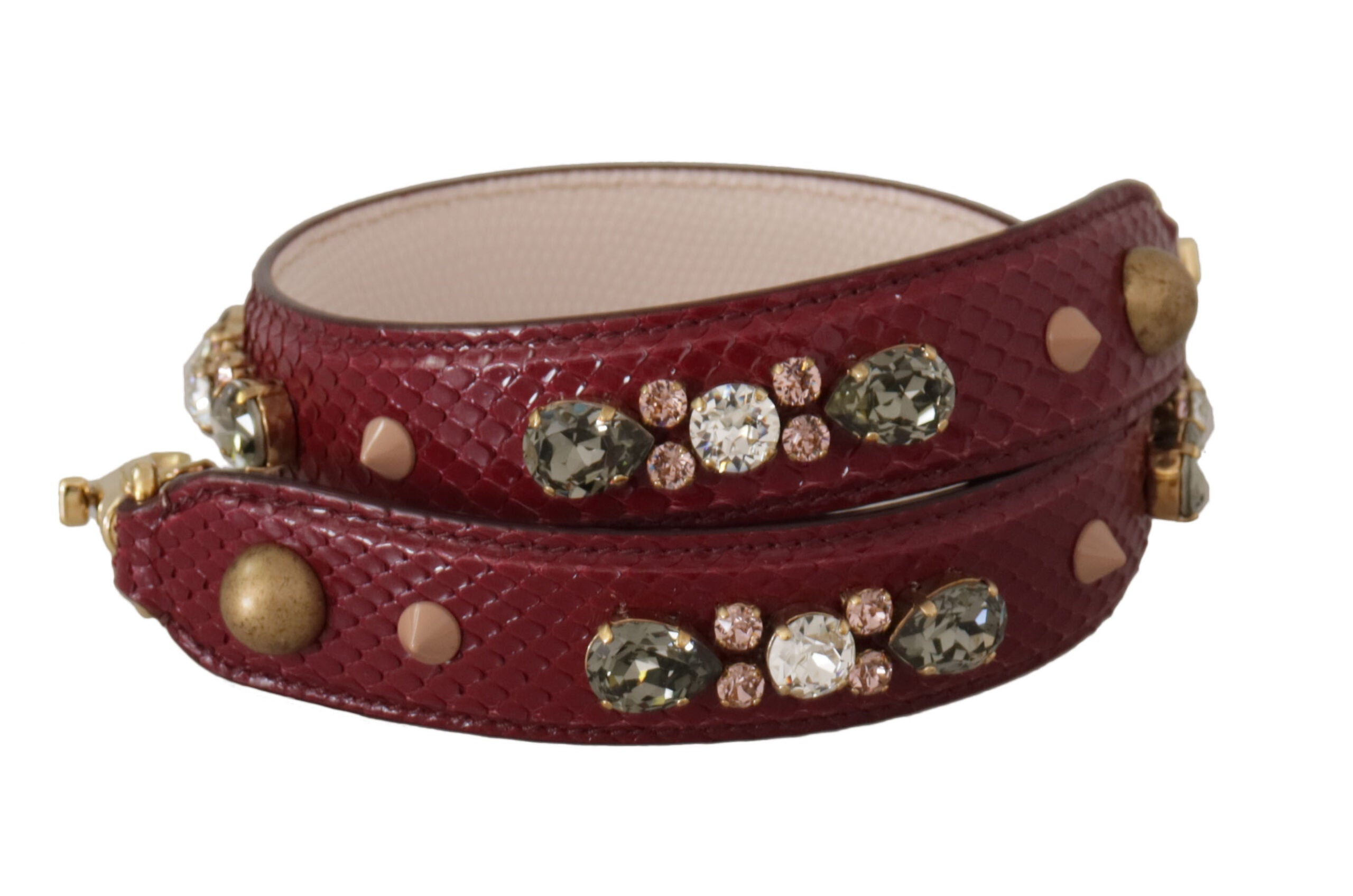 Bordeaux Leder Kristalle Tasche Schultergurt