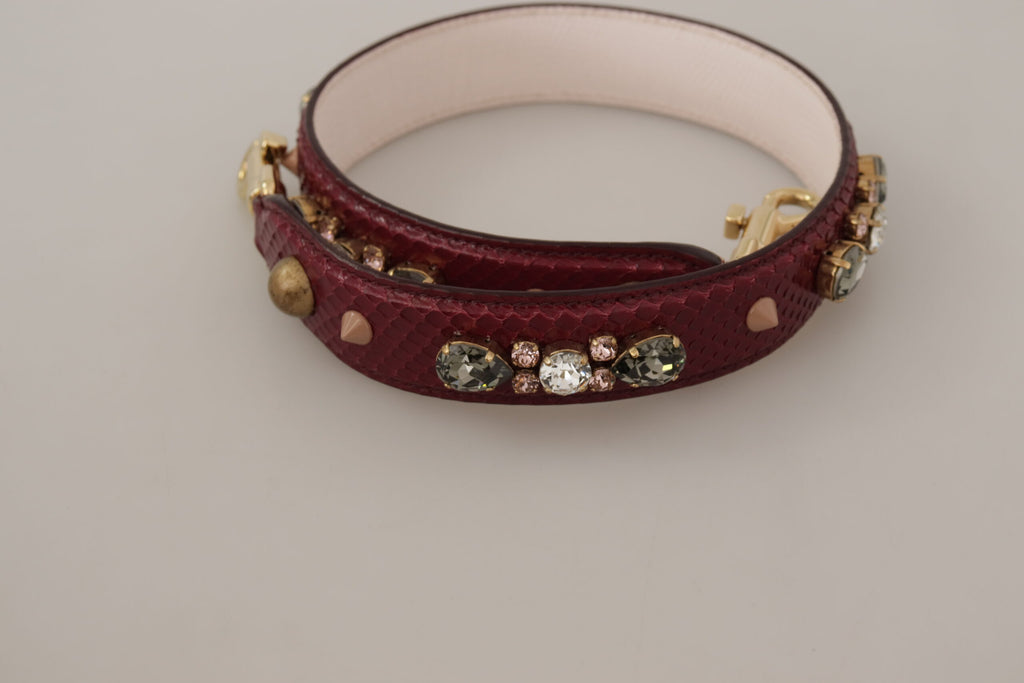 Bordeaux Leder Kristalle Tasche Schultergurt
