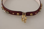 Bordeaux Leder Kristalle Tasche Schultergurt