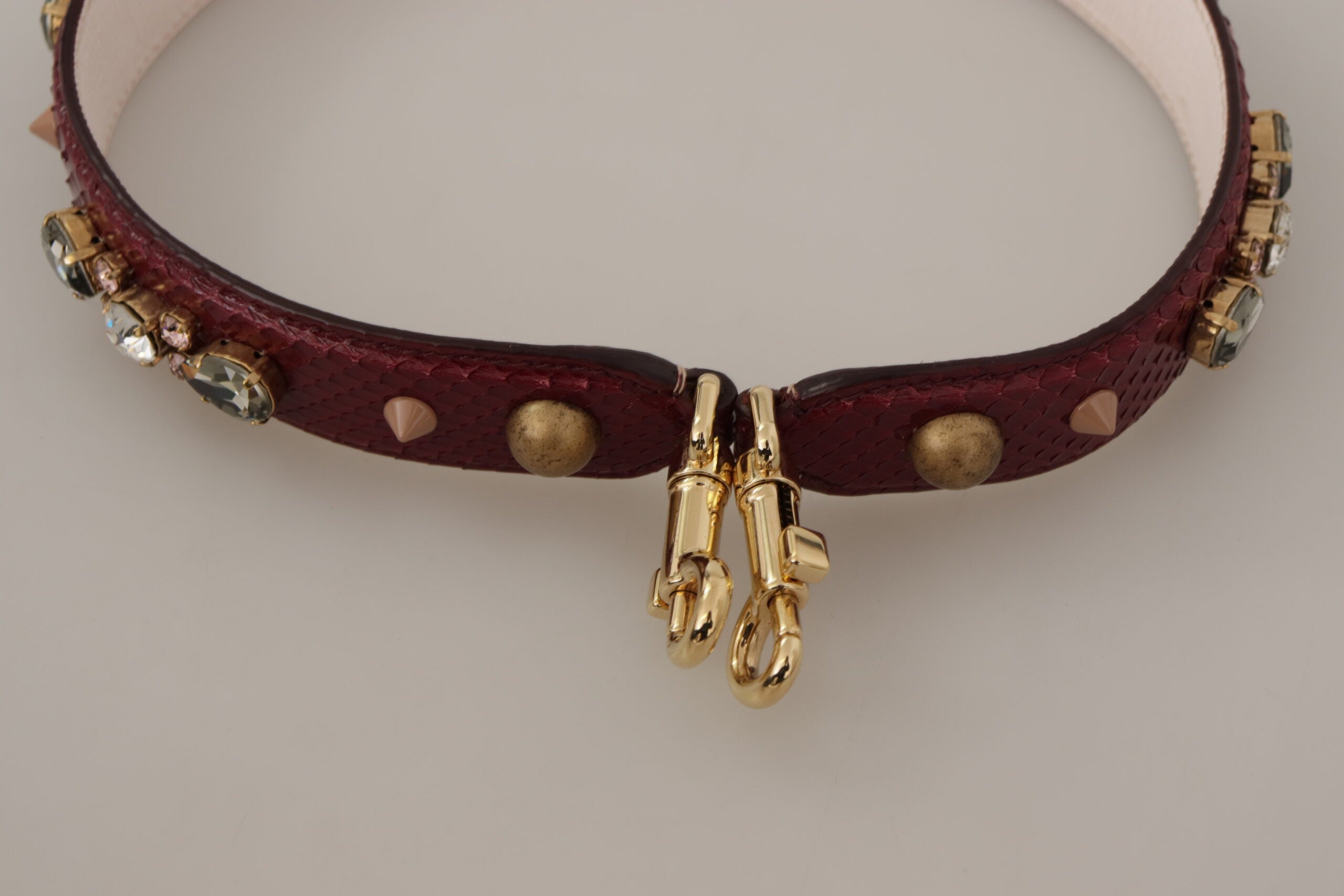 Bordeaux Leder Kristalle Tasche Schultergurt