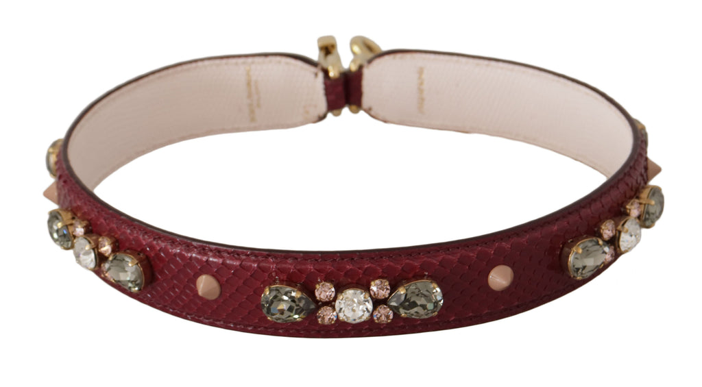 Bordeaux Leder Kristalle Tasche Schultergurt