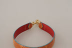 Orange Ledertasche mit Wirbelmuster Schultergurt