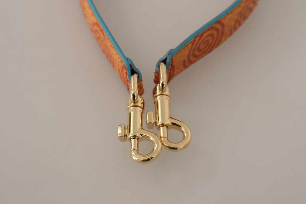 Orange Ledertasche mit Wirbelmuster Schultergurt