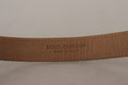 Blue Leather Jacquard Embossed Gold Metal Buckle Belt