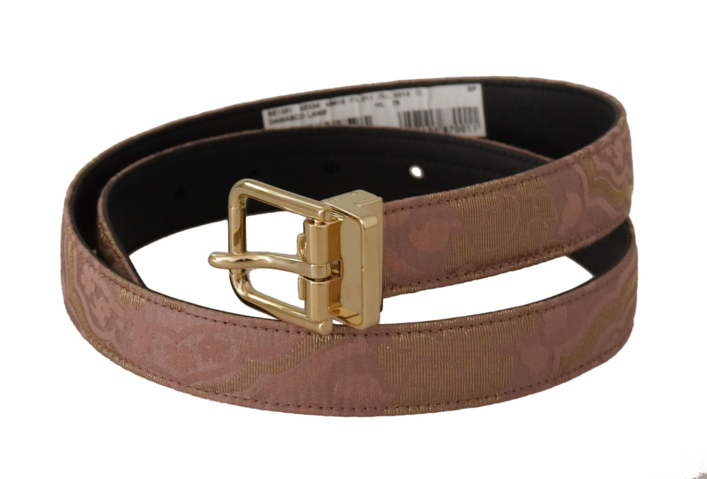 Gürtel mit roségoldfarbener Metallschnalle mit Logogravur und Leder