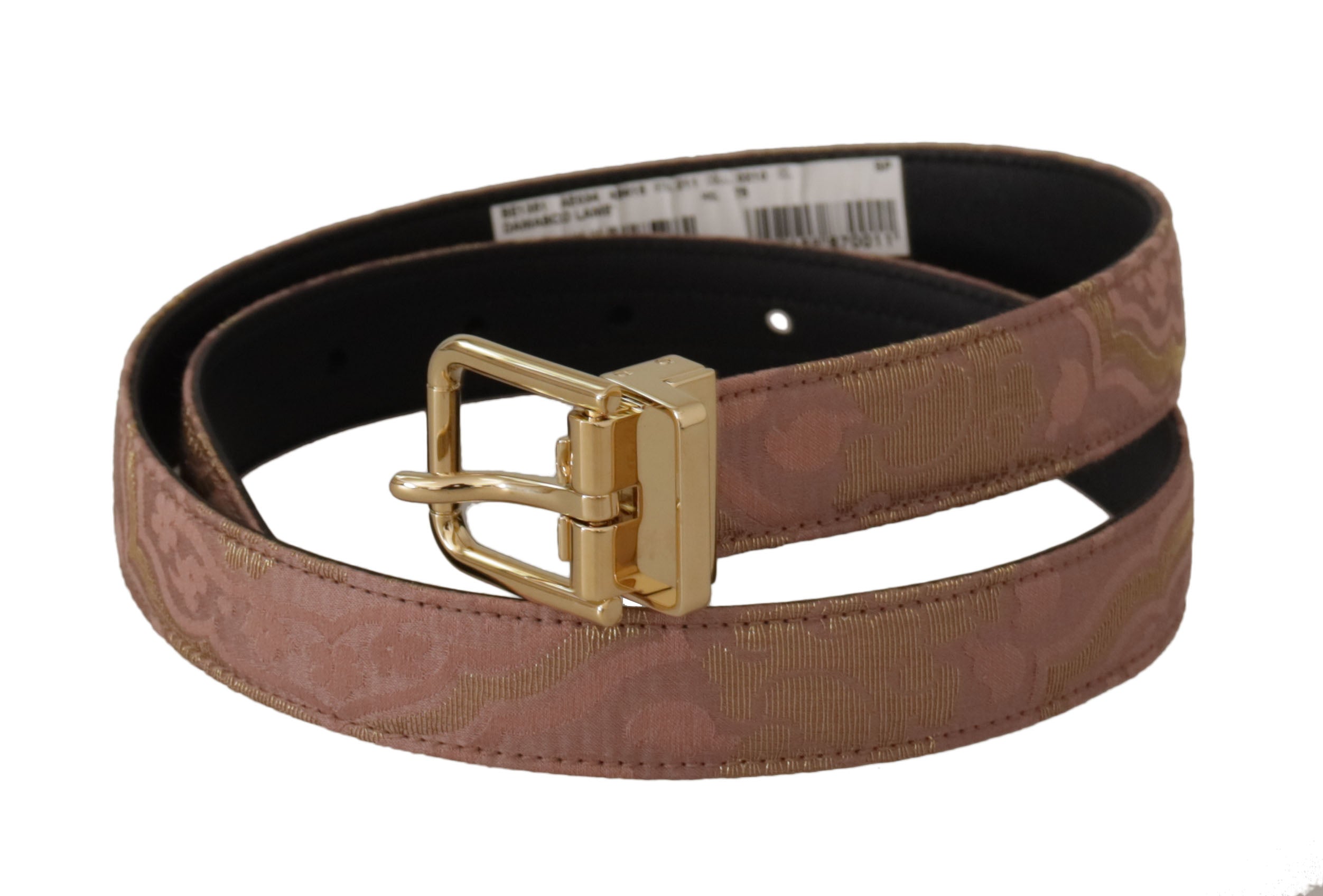 Gürtel mit roségoldfarbener Metallschnalle mit Logogravur und Leder