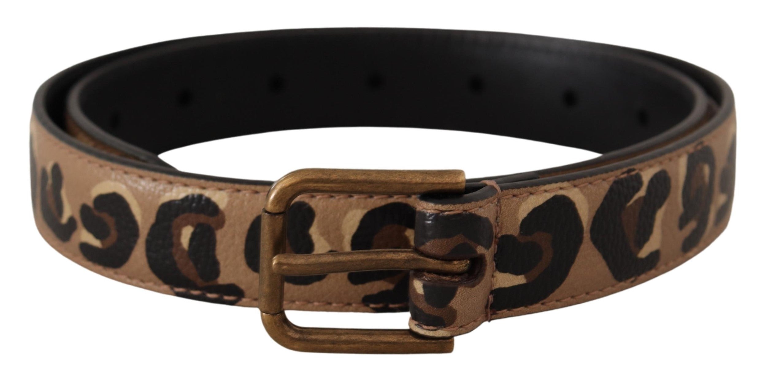Brauner Leopardendruck Vintage-Gürtel mit Metallschnalle