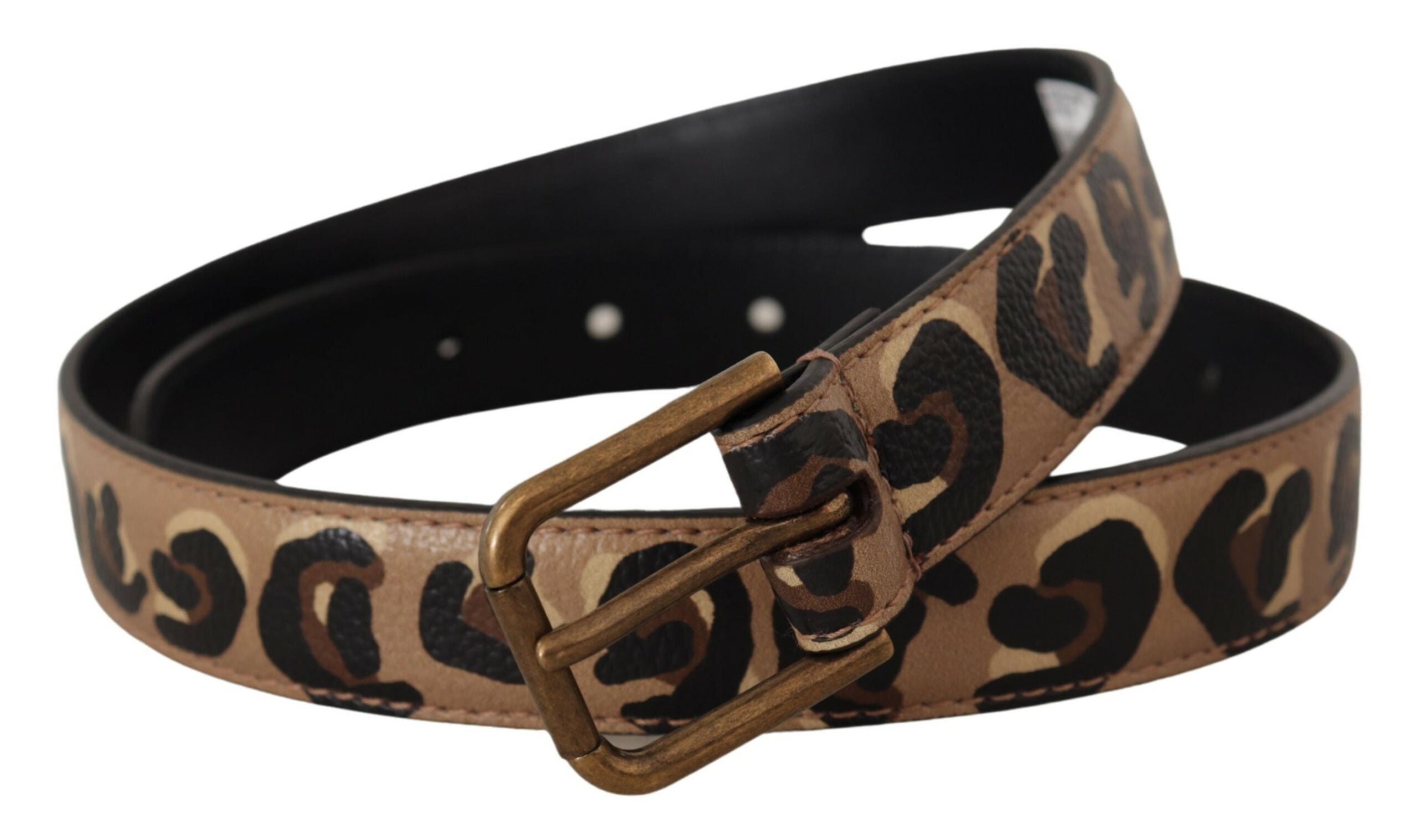 Brauner Leopardendruck Vintage-Gürtel mit Metallschnalle