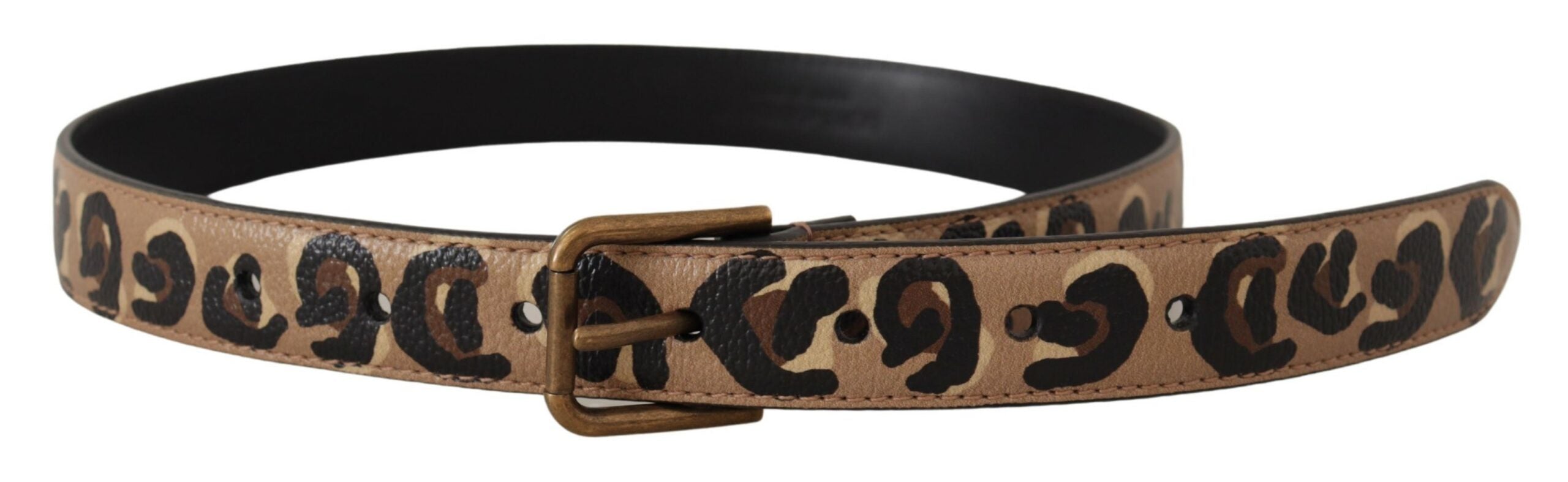 Brauner Leopardendruck Vintage-Gürtel mit Metallschnalle