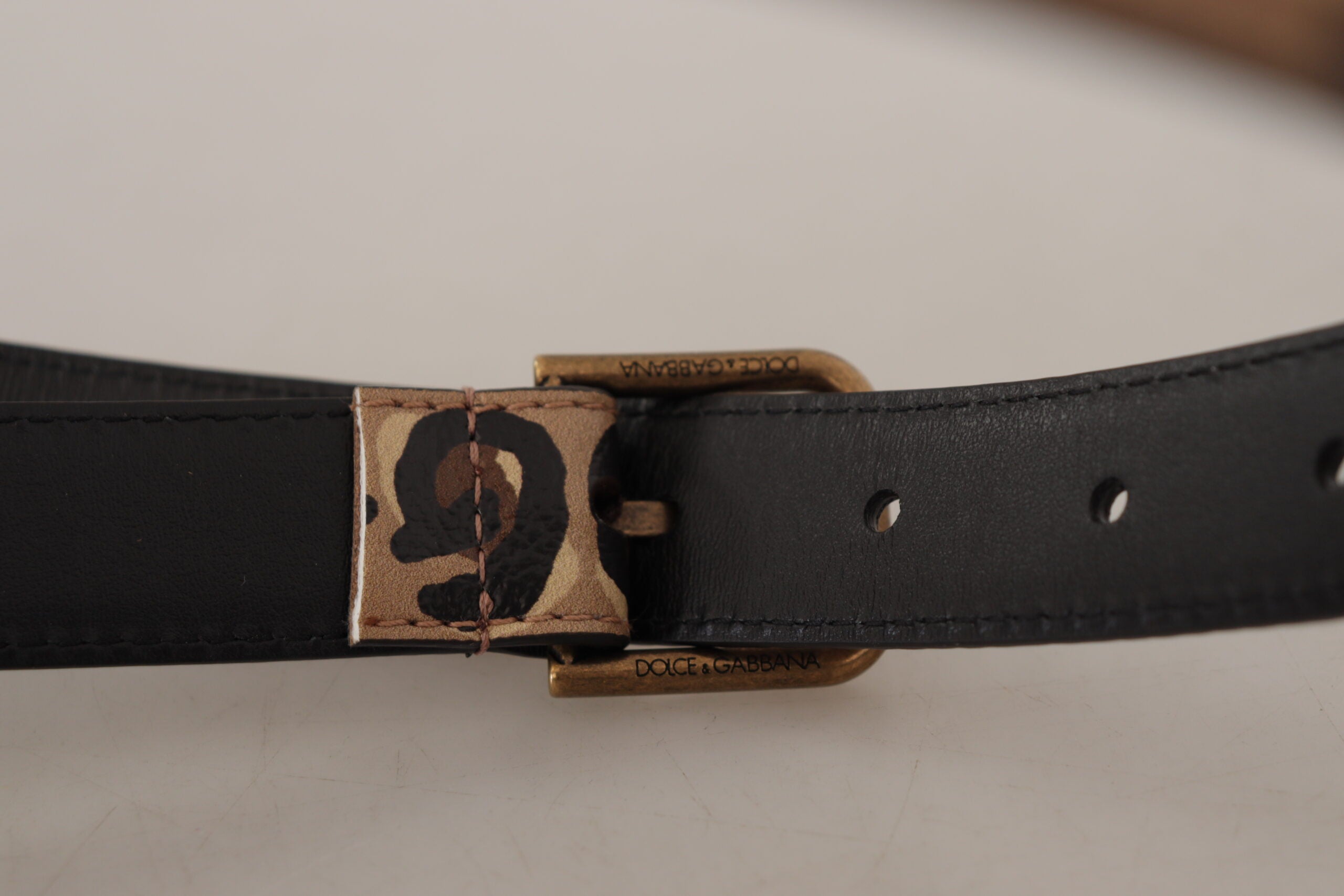 Brauner Leopardendruck Vintage-Gürtel mit Metallschnalle