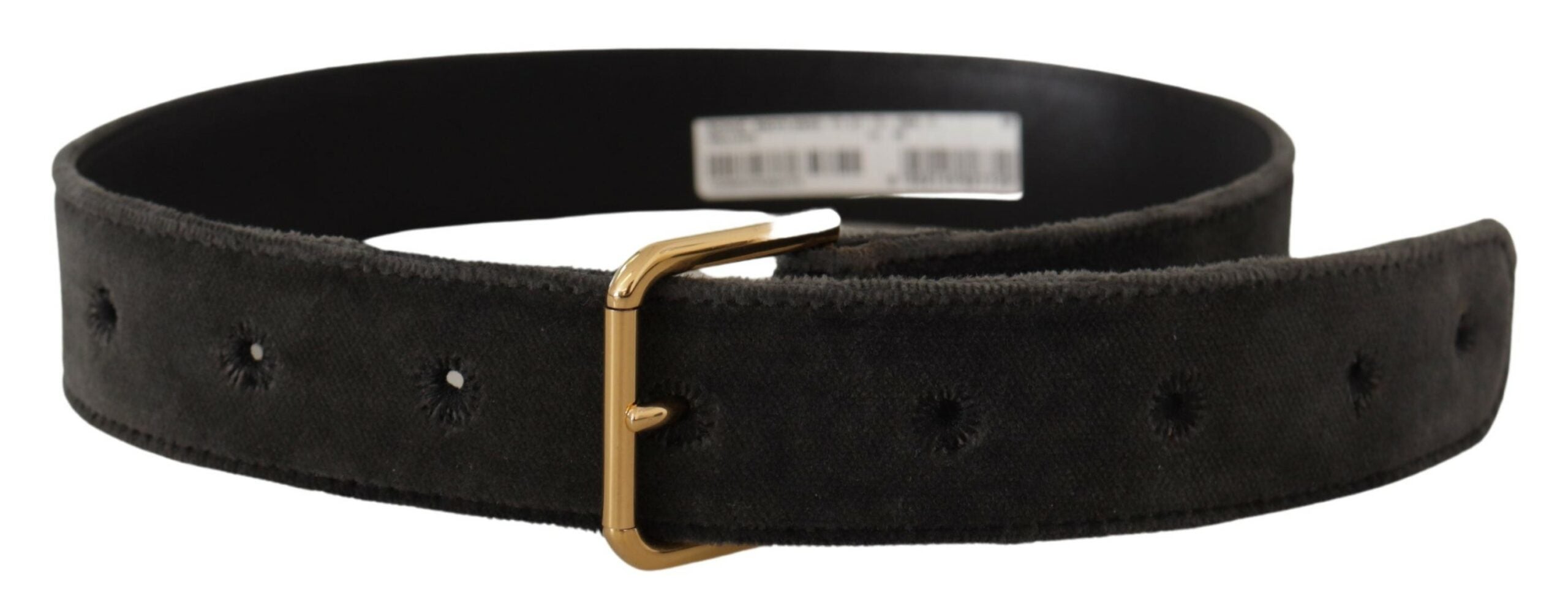 Brauner Samt Goldfarbene Schnalle Gürtel mit Logo aus Metall