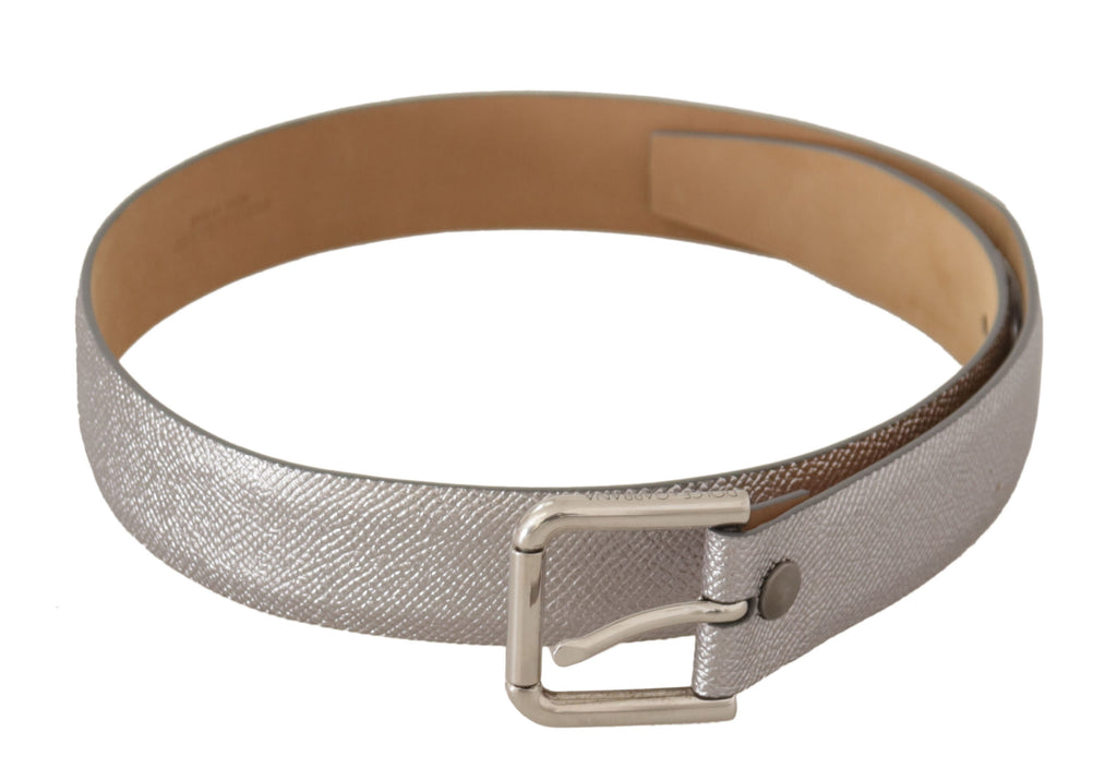 Metallic Silber Leder Metall Taillenschnallengürtel