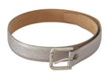 Metallic Silber Leder Metall Taillenschnallengürtel
