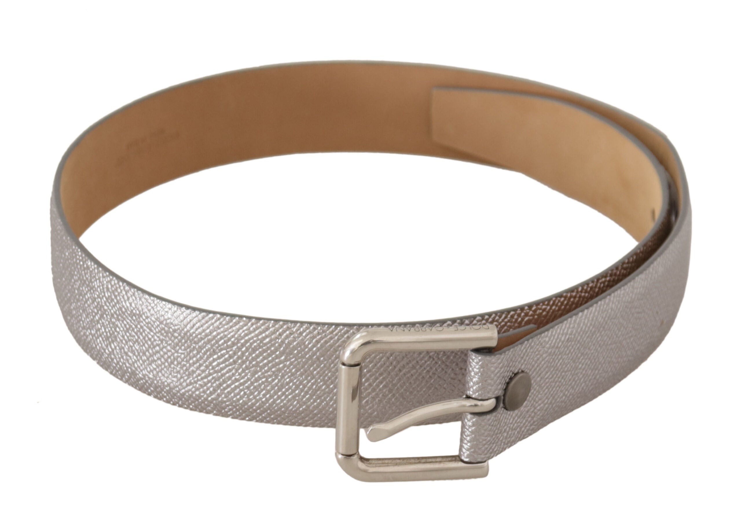 Metallic Silber Leder Metall Taillenschnallengürtel