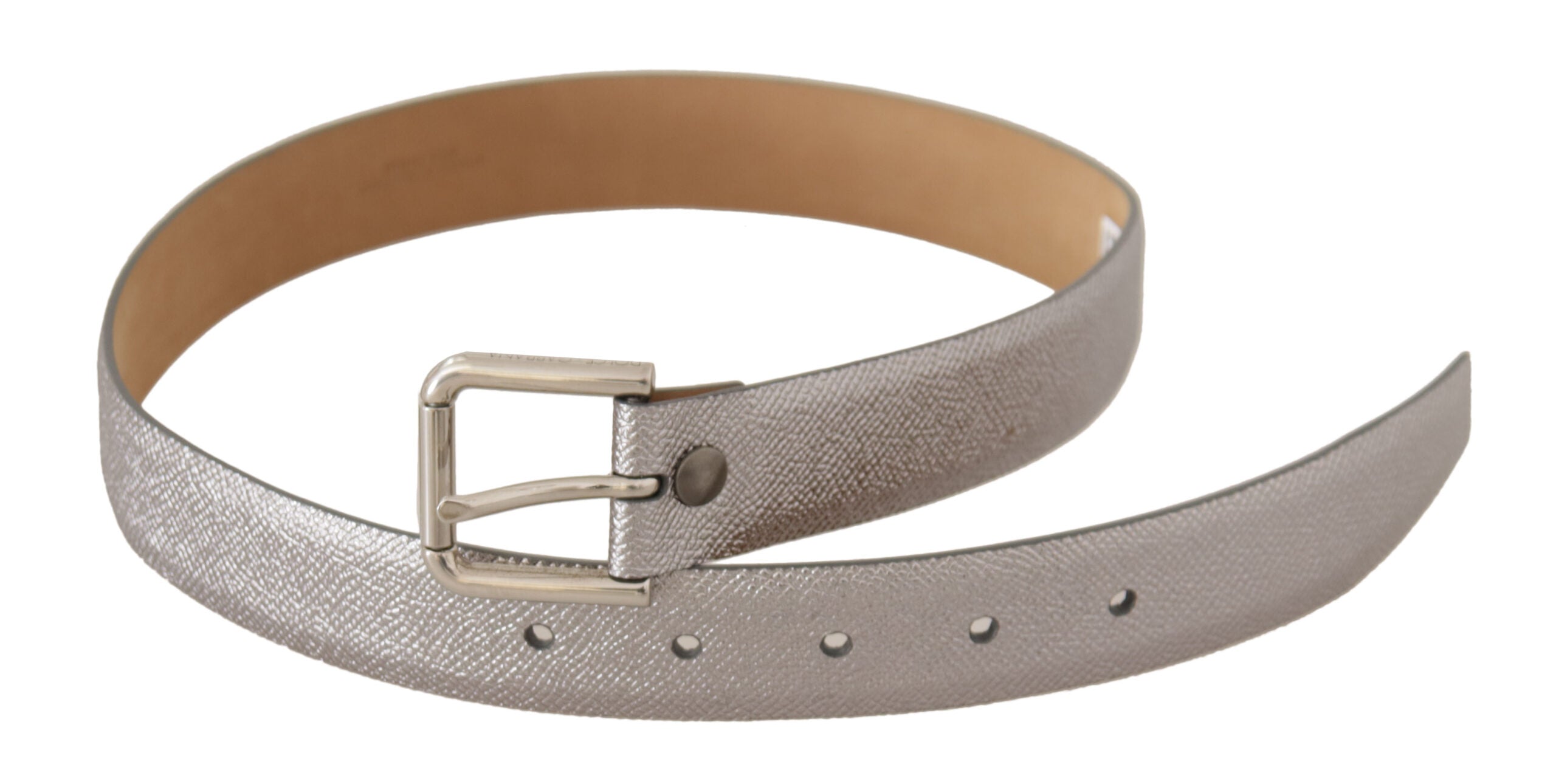 Metallic Silber Leder Metall Taillenschnallengürtel