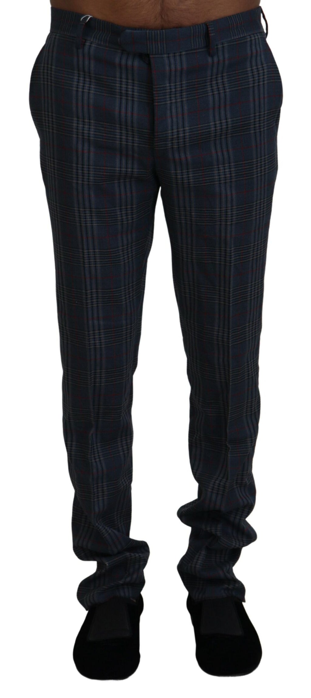 Herrenhose aus reiner Schurwolle, grau, kariert