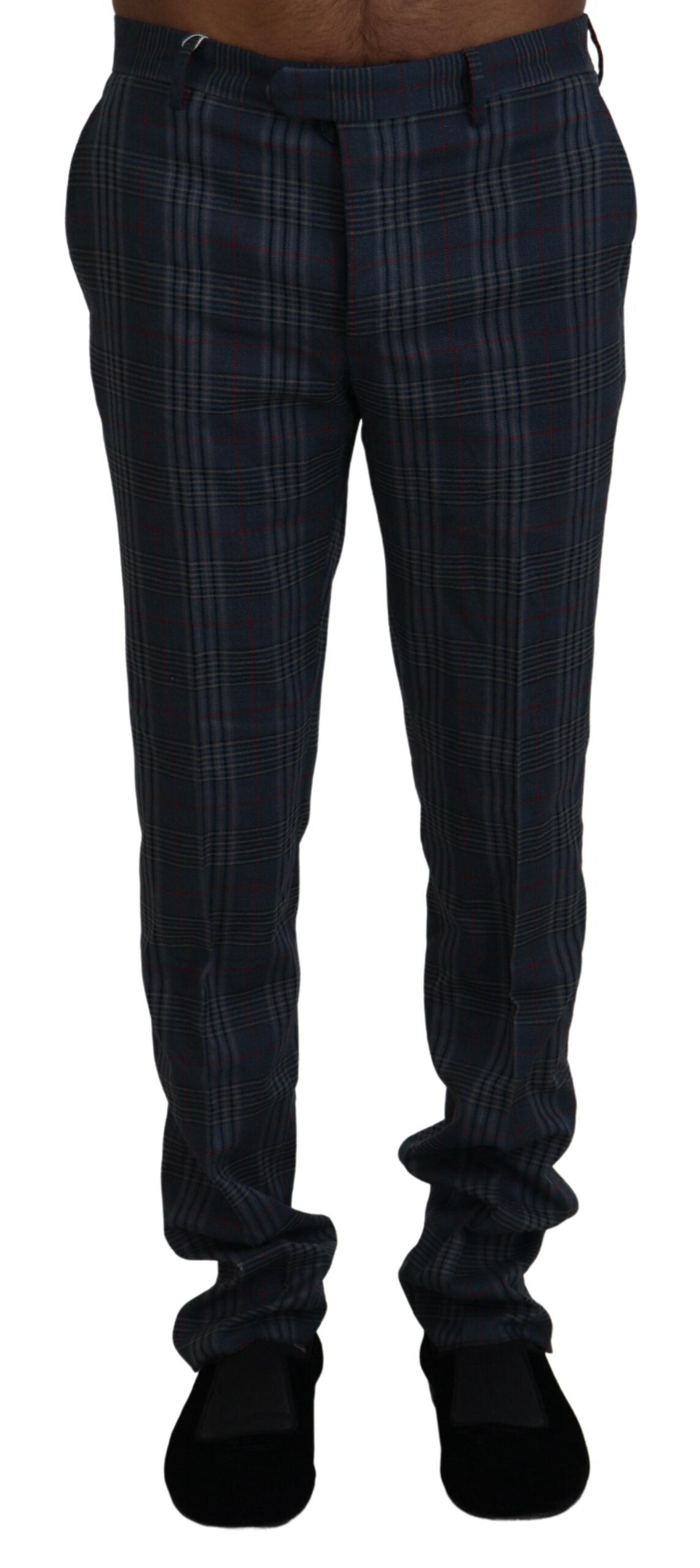 Herrenhose aus reiner Schurwolle, grau, kariert