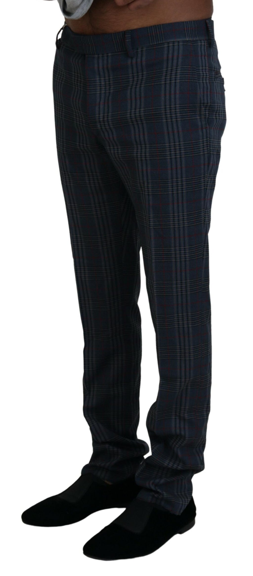 Herrenhose aus reiner Schurwolle, grau, kariert