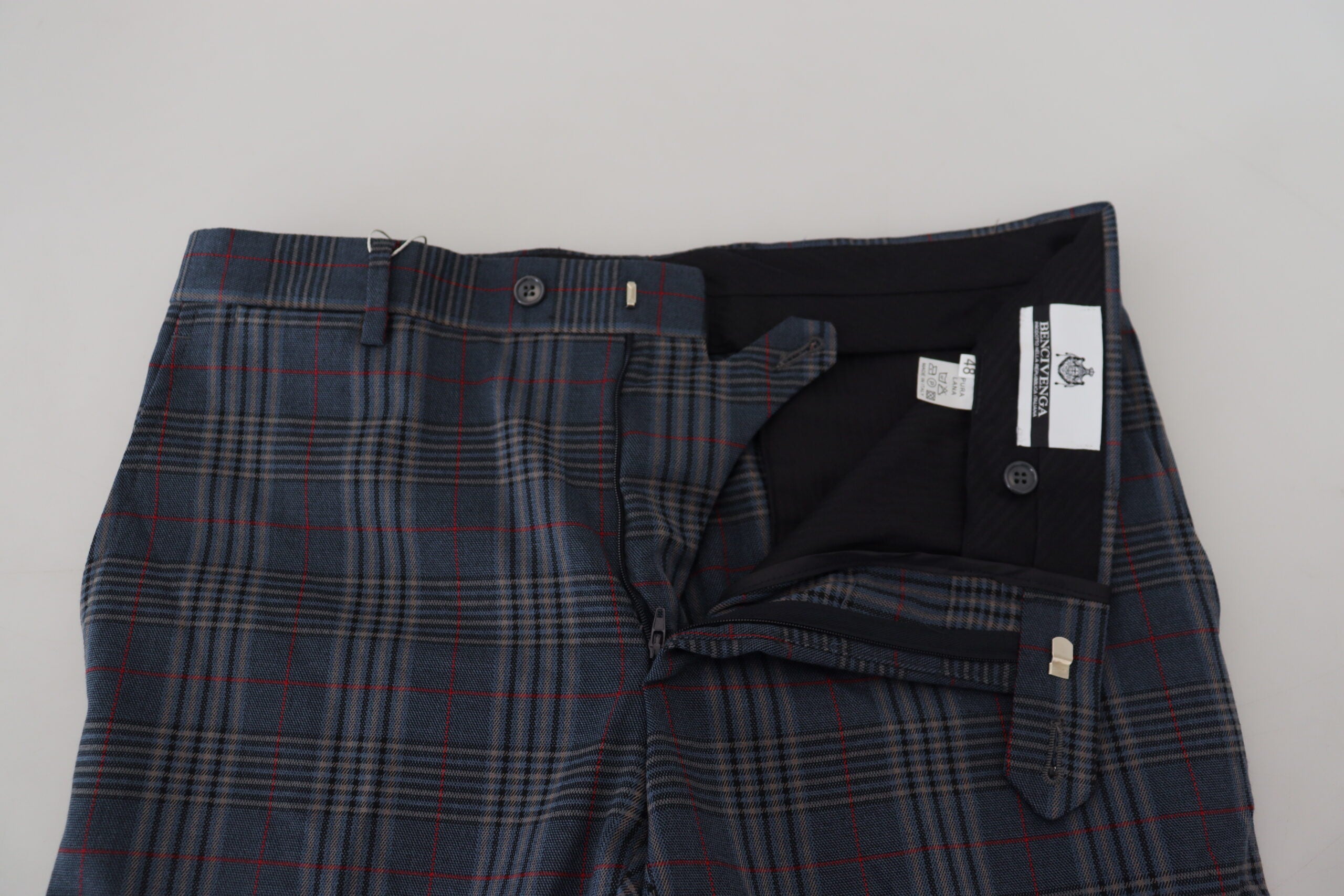 Herrenhose aus reiner Schurwolle, grau, kariert