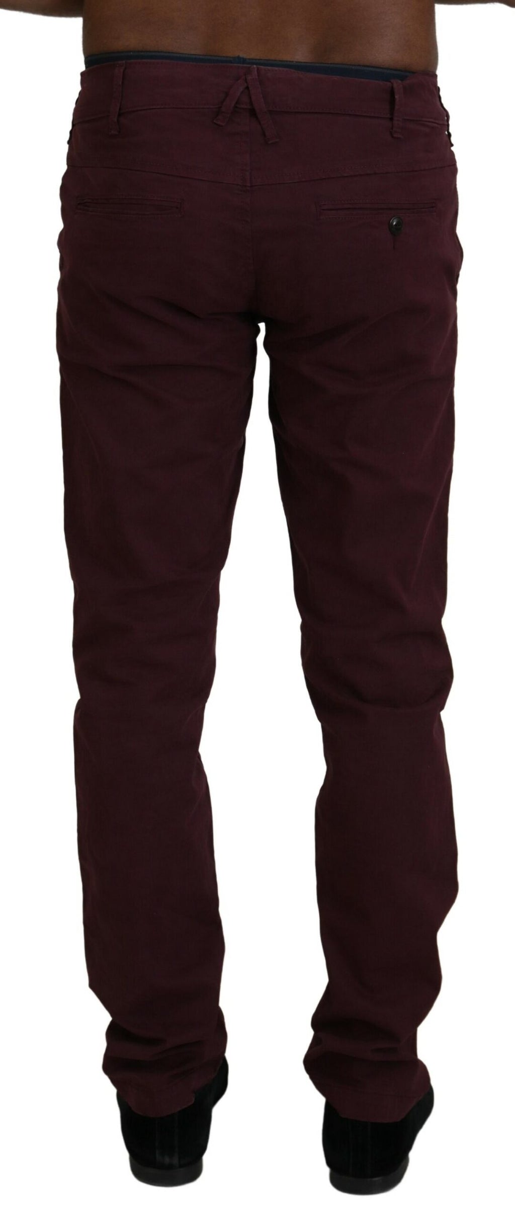 Bordeauxrote Stretch-Baumwoll-Skinny-Freizeithose für Herren