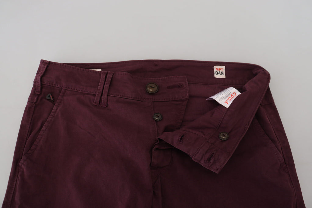 Bordeauxrote Stretch-Baumwoll-Skinny-Freizeithose für Herren