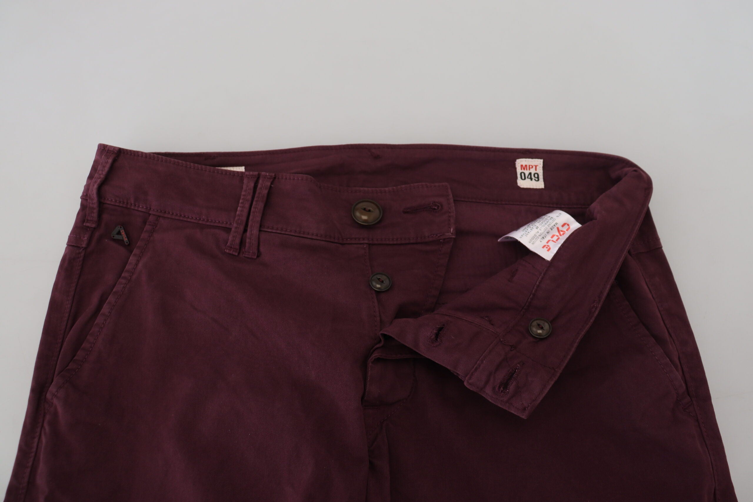 Bordeauxrote Stretch-Baumwoll-Skinny-Freizeithose für Herren