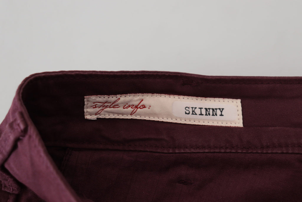 Bordeauxrote Stretch-Baumwoll-Skinny-Freizeithose für Herren