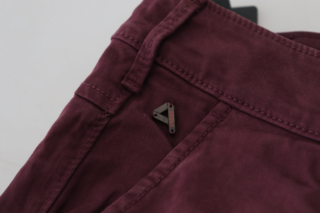Bordeauxrote Stretch-Baumwoll-Skinny-Freizeithose für Herren