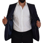 Blue Wool Slim Fit Formal Coat Blazer