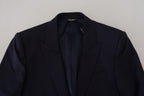 Blue Wool Slim Fit Formal Coat Blazer