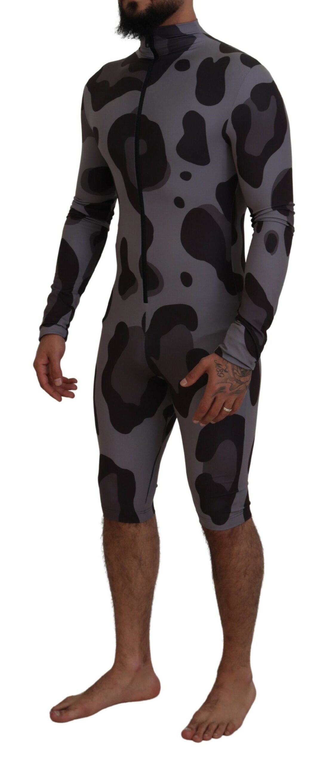Grau gemusterte Taucheranzug-Badekleidung aus Polyester