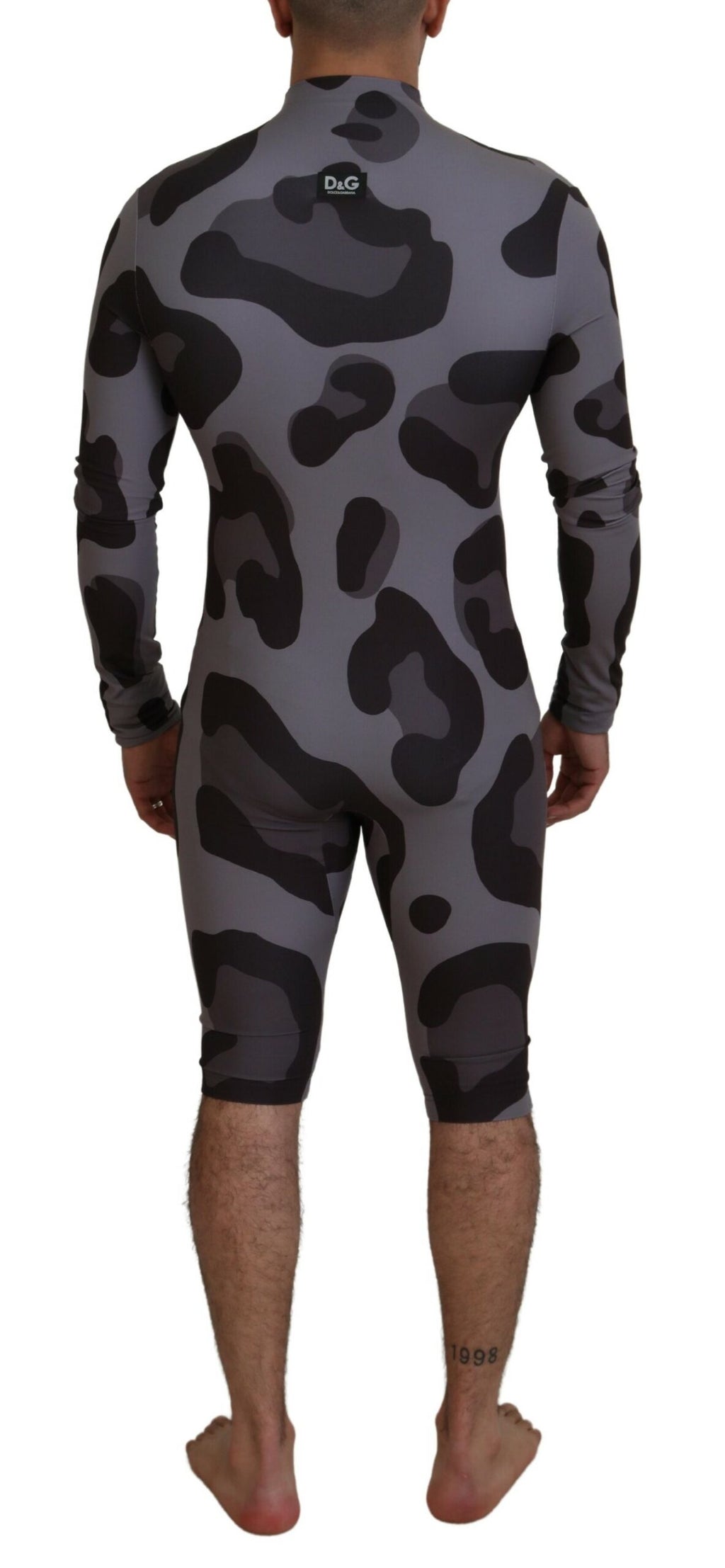 Grau gemusterte Taucheranzug-Badekleidung aus Polyester
