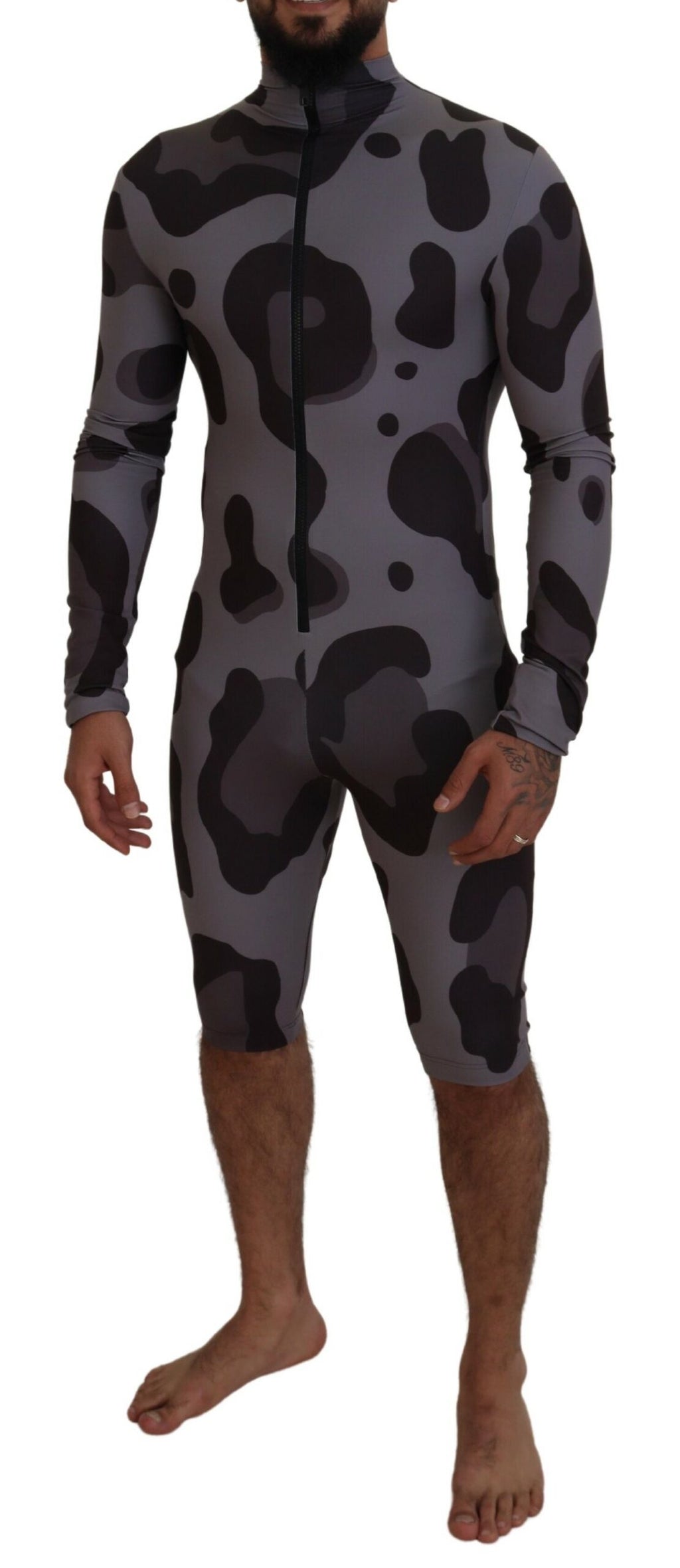 Grau gemusterte Taucheranzug-Badekleidung aus Polyester