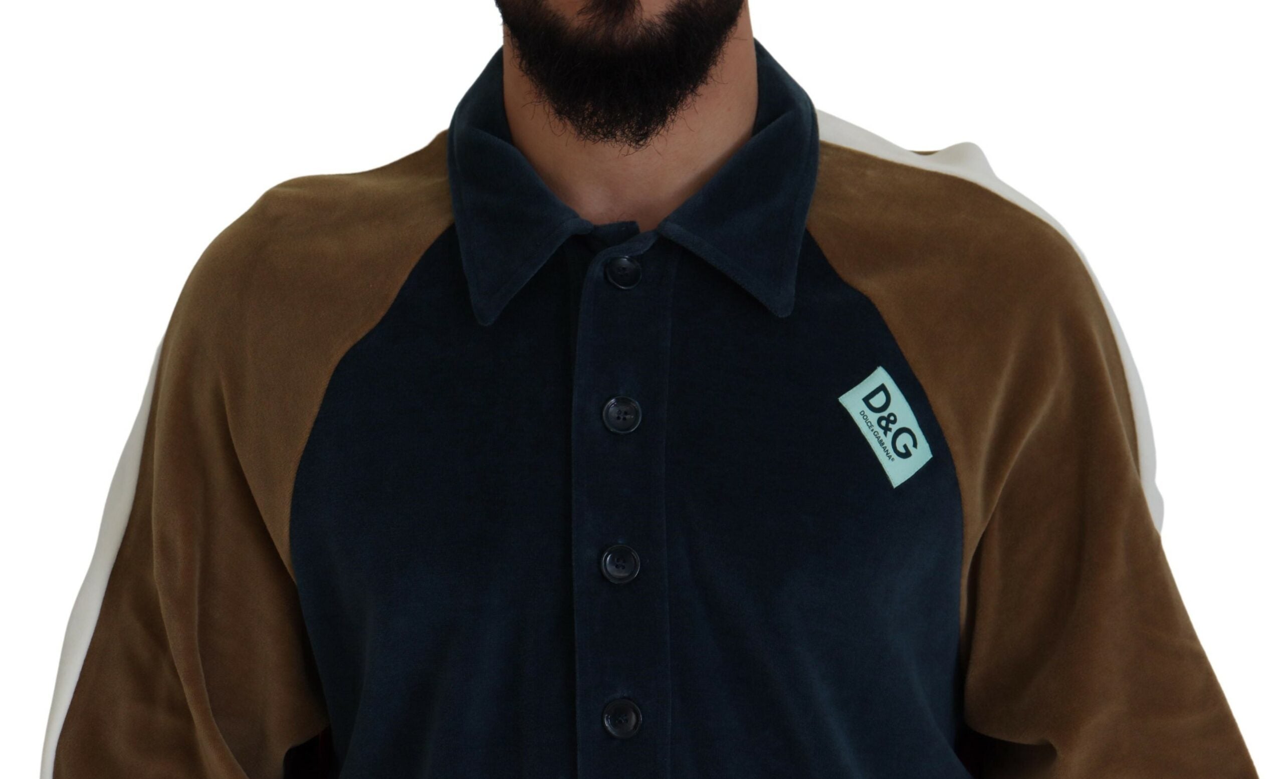 Mehrfarbiger Baumwoll-Pullover mit Kragen