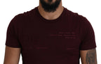 Maroon Printed Short Sleeves Men T-shirt